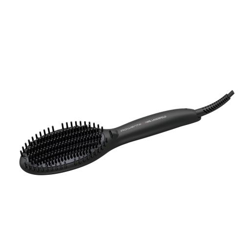 Perie de indreptat Rowenta x Karl Lagerfeld CF582L | pentru toate tipurile de par | Netezire usoara si rapida | Delicat cu parul | Acoperire ceramica | Functia Ion |Negru/Rosu