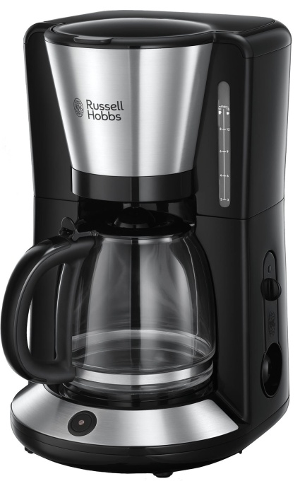 Robot de cafea Russell Hobbs [cap de dus pentru extractie si aroma optime] Adventure (max 10 cani, ulcior de sticla de 1,25 l, placa de incalzire, oprire automata, oprire a picaturii, 1100W) Filtru de cafea 24010-56