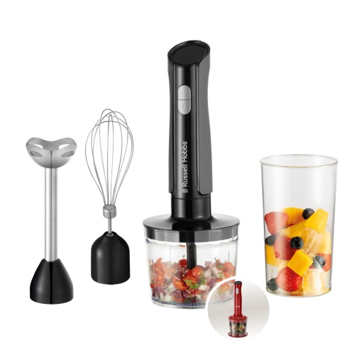 Russell Hobbs Blender de mana Mixer de mana 3 in 1 Tocator electric robot de bucatarie cu 3 atasamente pentru mancare pentru bebelusi smoothie-uri sup