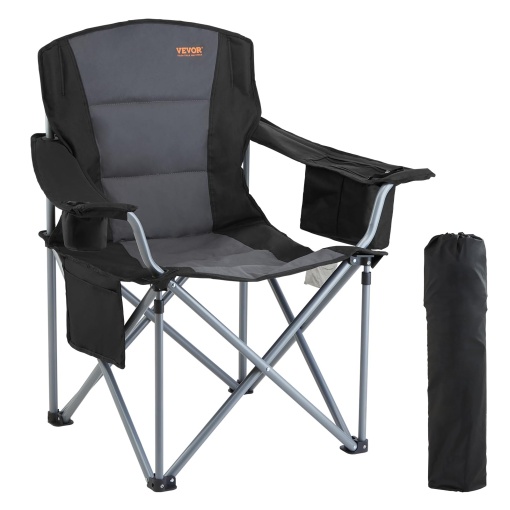 Scaun camping VEVOR ZM2006XL 158 kg pliabil cu suport pahare si geanta transport