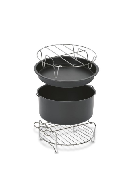 Set de accesorii Tefal XA1120 Easy Fry XL, 18 cm, insertie pentru cos de gatit, 4 accesorii, gatit sanatos, otel inoxidabil antiaderent, gri