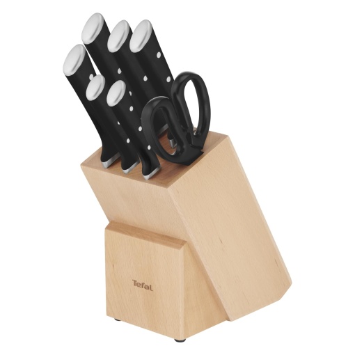 Set de cutite Tefal Ice Force K232S7 8 piese otel german inoxidabil bloc de lemn rezistenta la coroziune