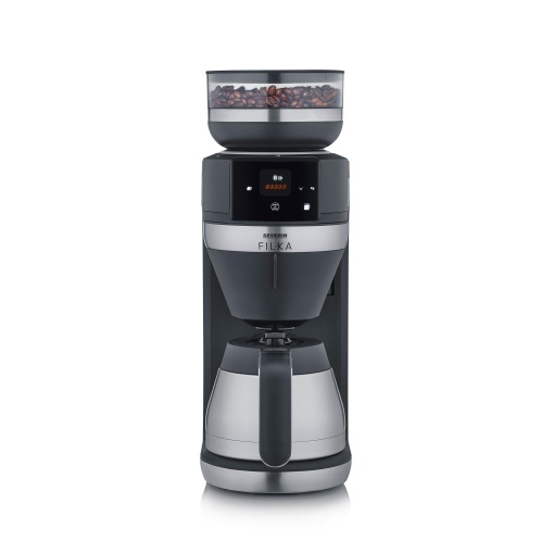 SEVERIN FILKA masina complet automata pentru cafea la filtru masina de cafea la filtru 5 in 1 cu afisaj LED rasnita cu ulcior termic negru-matotel ino