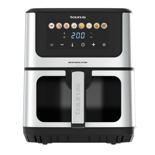 Taurus Air Fry Digital 7S View Friteuza cu aer | 1600 W | 6,5 l | 8 programe | Ecran tactil | alarma acustica | chiar gatit | Fara BPA si PFOA | Kaltgriff | Carte de retete online