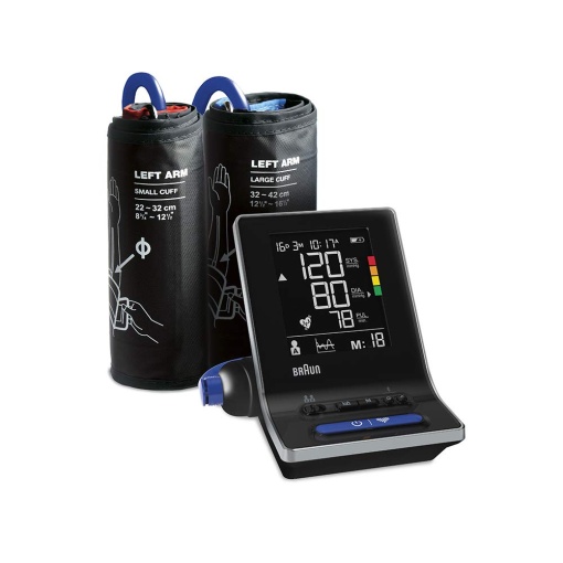 Tensiometru inteligent Braun ExactFit 5 Connect | Aplicatia Braun Healthy Heart | Precizie dovedita clinic | Afisaj cu coduri de culori | 2 dimensiuni de mansete | Pentru casa | BUA6350