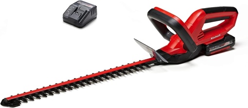 Tuns gard viu fara fir Einhell GC-CH 1846 Li Kit Power X-Change (18 V, lungime de taiere de 46 cm, distanta dinti de 15 mm, maner ergonomic, incl. baterie de 2,0 Ah si incarcator)
