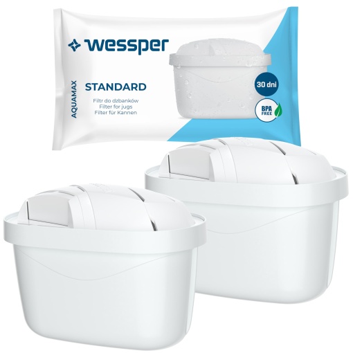 Wessper Wasserfilter Cartus Compatibil Brita Maxtra Filtrare cu Carbune Activ si Rasina de Schimb Ionic 2 Bucati - Img 1