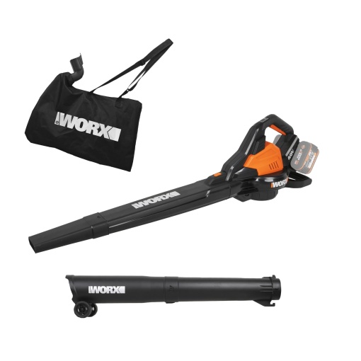 WORX WG583E.9 Suflanta/aspirator de frunze fara fir 40V (2x20V) - 2 in 1 pentru maturarea si aspirarea frunzelor - sac de colectare 35L - fara baterie si incarcator, Negru / Portocaliu