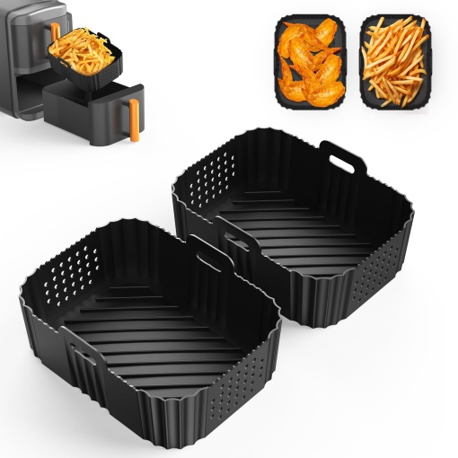 Accesorii pentru friteuza cu aer Ninja pentru Ninja Double Stack XL SL400EU, 2 insertii din silicon PC Matrita din silicon pentru AF300EU, AF400EU, AF451EU, Foodi Max AF500EU pentru friteuza cu aer cu doua zone