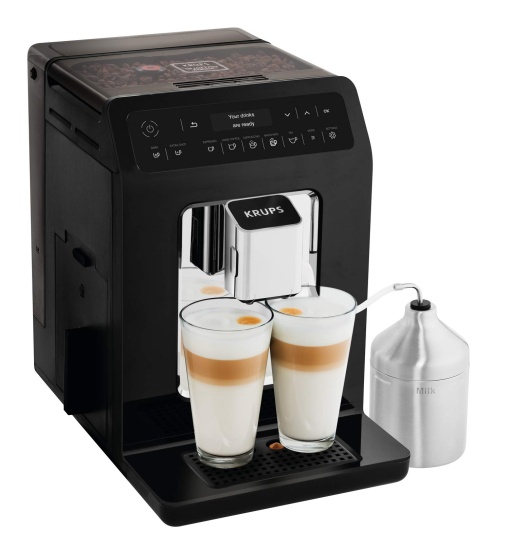 Aparat de cafea complet automat Krups EA8918 Evidence | Afisaj OLED Barista Quattro Force Technology | 12 Cafea | 3 variante de ceai | Cappuccino cu o singura atingere | Functia cu 2 cani | negru