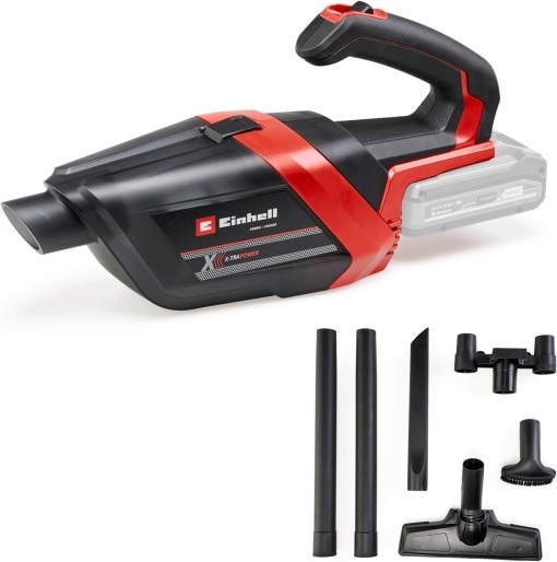 Aspirator de mana fara fir Einhell TE-HV 18/06 Li-Solo Power X-Change (18 V, putere de aspiratie de 72 mbar, incl. duza pentru crapaturi, duza de tapiterie, duza de podea, recipient de praf de 0,6 L, fara baterie)