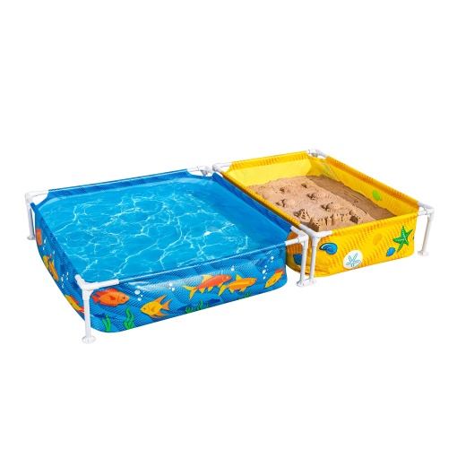 Bestway My First Frame Piscina cu groapa de nisip 213 x 122 x 305 cm design subacvatic colorat unghiular