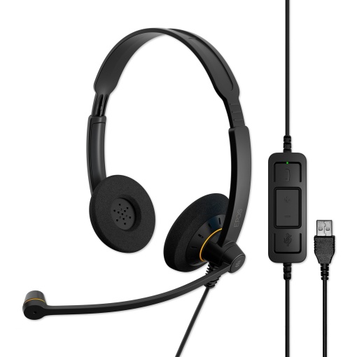 Casti UC cu doua fete Sennheiser EPOS Impact SC 60 USB ML cu control al apelurilor in linie certificat pentru Skype for Business, 9734329000
