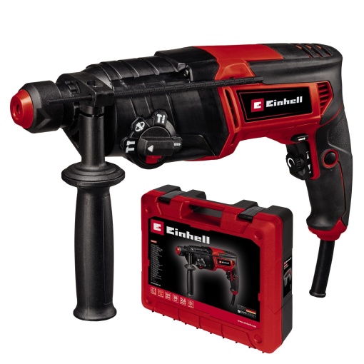 Ciocan rotativ Einhell TC-RH 800 4F (800 W, 2,6 Joule, gaurire + gaurire cu percutie + daltuire cu/fara fixare, mecanism pneumatic de impact, SDS-Plus, Endurance Lock, incl. E-Box)