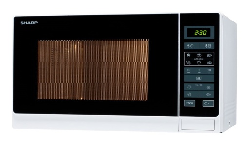 Cuptor cu microunde Sharp R342WW Solo 25 L 900 W Afisaj LED 8 programe automate Temporizator Dezghetare controlata in greutate Blocare copii Mod de ec