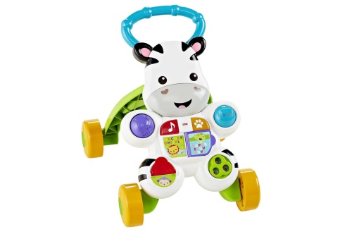 Fisher-Price Invata cu mine - Zebra Baby Walker, Activitate muzicala si jucarie de mers pe jos cu continut de invatare, de la 6 luni, Versiune germana, Ambalaj redus, HBW56