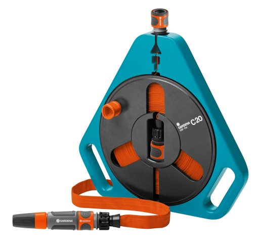 Gardena Classic Roll-fix Flachschlauch 20m cu caseta compacta si sistem de siguranta