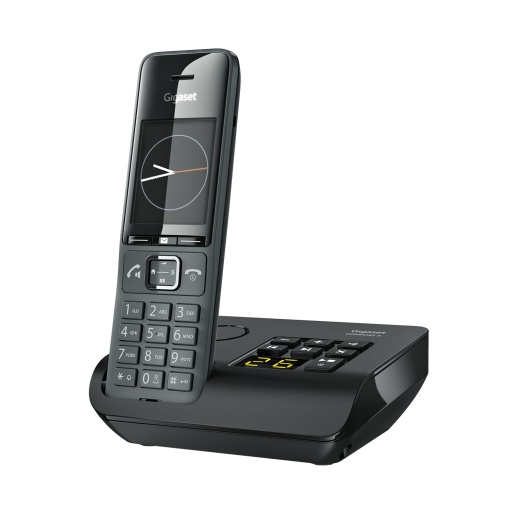 Gigaset Comfort 520A - Telefon DECT fara fir cu robot telefonic - Design elegant - Functie hands-free - Protectie confort la apeluri - Agenda cu 200 de contacte, negru-titan [versiunea germana]