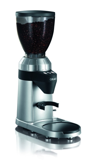 GRAEF. Rasnita de cafea CM900, portionare automata programabila liber prin simpla apasare a unui buton, 40 de setari de macinare, recipient detasabil pentru boabe de cafea de 350 g, functie de macinare la cerere, argintiu
