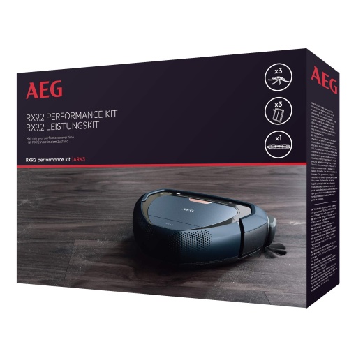 Kit de performanta AEG ARK3 pentru aspirator robot RX9-2 (1 rola de perie pentru diferite pardoseli, 3 filtre XXL pentru colectarea alergenilor si polenului, 3 perii laterale pentru putere optima de aspiratie, negru)
