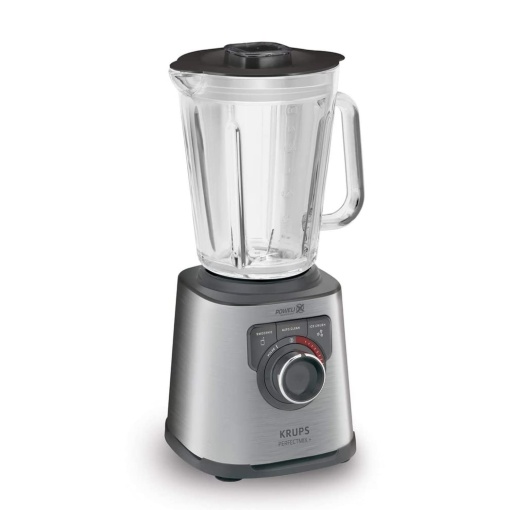 Krups KB403D Perfectmix + Blender de inalta performanta, 1.200 W, 28.000 rpm, recipient din sticla de 2 litri, 3 programe prestabilite, tehnologie Powelix, otel inoxidabil/gri inchis