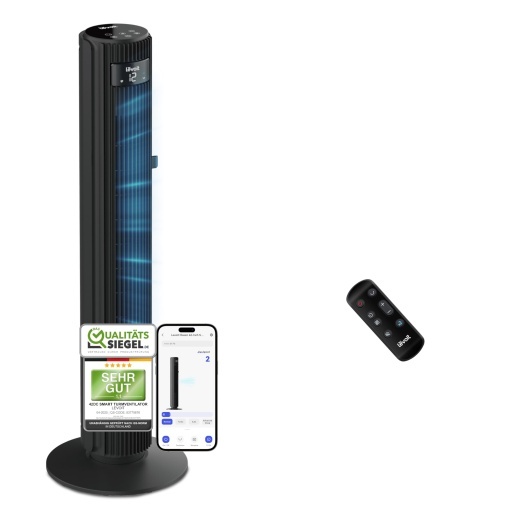 Levoit-7.9m/s Smart APP Ventilator turn Ventilator silentios pentru dormitor-Ventilator turn cu telecomanda-12 viteze 4 moduri Ventilator cu coloana oscilanta 12Hd cu senzor Control vocal