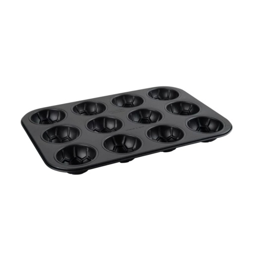 Matrita de briose de fotbal Zenker pentru 12 briose - Tava de briose de copt fotbal de inalta calitate, 380 x 265 x 38 mm, ideala pentru petreceri si evenimente de fotbal, neagra