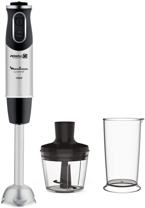Moulinex DD6578 Quickchef 2-in-1 Blender de mana 1000 W blender cu tehnologie Powelix si 10 setari de viteza 2 accesorii ceasca 800 ml si tocator 500