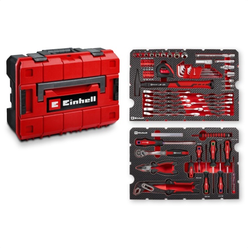 Original Einhell E-CASE 80 buc Geanta de scule set de scule intr-o cutie de plastic robusta stivuibila ca echipament de baza ideal pentru gospodarie a