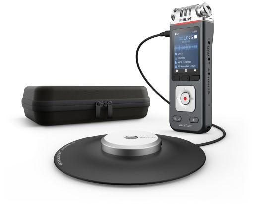 Philips VoiceTracer Audio Recorder Inregistrator de voce DVT8110 Inregistrator de intalniri cu microfon de intalnire la 360deg - 3 microfoane de inalta fidelitate, 8 GB, aplicatie pentru smartphone (Android/iOS)