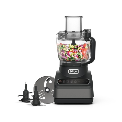 Robot de bucatarie Ninja cu 4 programe; Toaca, piure, felie, amesteca si 3 viteze manuale, bol de 2,1 l, satar, cutit pentru felii si aluat, 850 W, poate fi spalat in masina de spalat vase, negru BN650EU