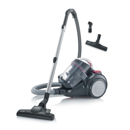 SEVERIN Aspirator ciclon fara sac, aspirator de podea pentru putere de aspirare constanta, aspirator fara sac cu 800 wati si raza de functionare de 9 m, 2,1 L, negru-rosu, CY 7089