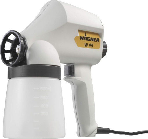 Sistem de pulverizare a vopselei Wagner W 95 pentru vopsele pe baza de solventi si solubile in apa in interior si exterior, recipient 600 ml, 10 m2-15 min, 70 W