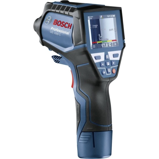 Termometru profesional cu infrarosu Bosch GIS 1000 C (cu functie de aplicatie, interval de temperatura: -40 degC pana la 1000 degC, 4x baterie AA, intr-o cutie)