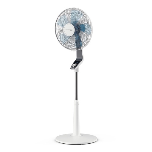 Ventilator in picioare Rowenta Turbo Silence Extreme, 4 setari de viteza, mod de noapte, nivel turbo, oscilatie automata, pana la 80 m3/min. Circulatie a aerului, ventilator silentios, alb/negru, VU5640