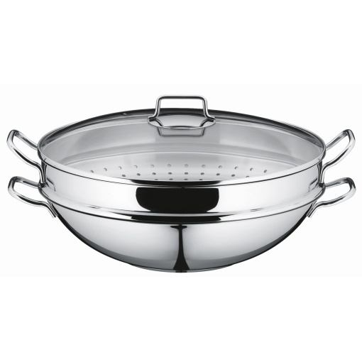 Wok WMF Macao 36 cm Inox Cromargan Inductie 4 Piese