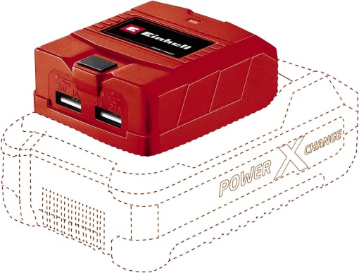 Adaptor baterie USB Einhell TC-CP 18 Li USB-Solo Power X-Change (pentru baterii PXC de 18 V, incarcare mobila a smartphone-ului, tabletei si co., 2 porturi USB, livrare fara baterie)