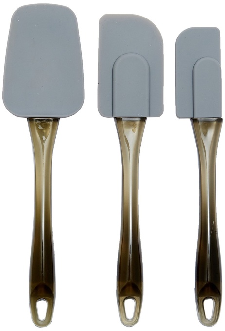 Amazon Basics - Racleta de aluat dreptunghiulara, silicon, set de 3 piese, 16,5 cm, gri