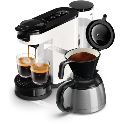 Aparat de cafea 2 in 1 Senseo Switch Philips HD6592/05, 2 in 1 cu filtru si capsula, vers izolat, Crema Plus
