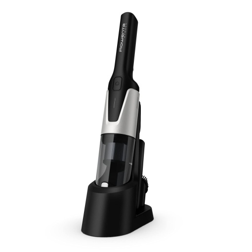 Aspirator de mana Rowenta AC9736 X-Touch (compact, functionare cu un singur buton, design cilindric, motor digital, lumini de avertizare LED, inclusiv perie mica si duza pentru crapaturi) Gri/Alb