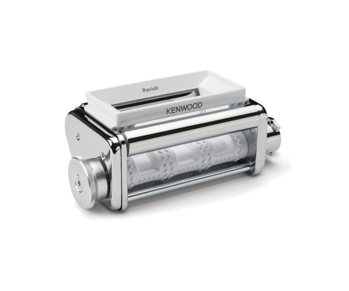 Atasament ravioli Kenwood KAX93. A0ME, accesorii pentru robot de bucatarie, inclusiv palnie mare, lingura de umplere si perie de curatare, carcasa din otel inoxidabil cromat