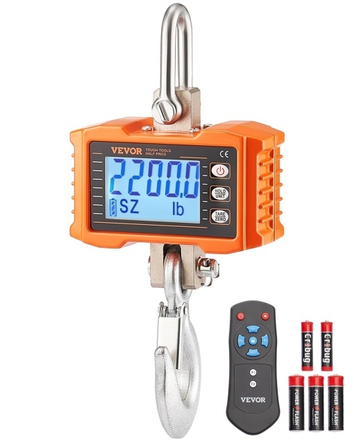 Cantar industrial VEVOR OCS-S 1000 kg afisaj LCD carcasa aluminiu portocaliu