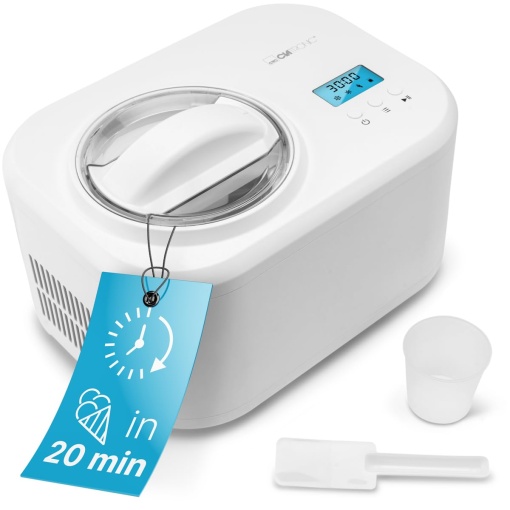 Clatronic(r) Aparat de inghetata si aparat de iaurt | Inghetata in 20 min. | pentru pana la 1000ml | Masina de inghetata cu compresor | pentru inghetata si iaurt congelat | Incl. sugestii de retete, spatula si cana de masurare | ICM 3799