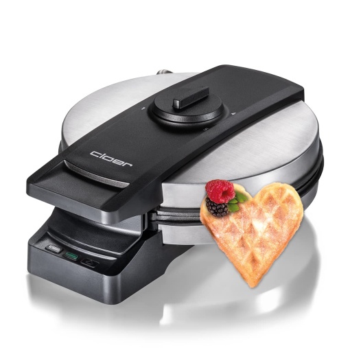 Cloer 1898XL Waffle Iron Professional, acoperire dubla rezistenta la zahar, potrivita pentru uz comercial, XL Heart Waffle 19,5 cm O 1200 W