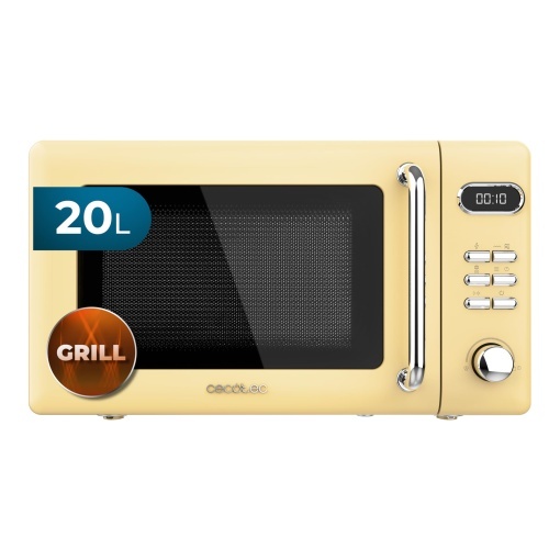 Cuptor cu microunde Cecotec ProClean 5110 Retro Yellow 20L 700W Grill Design Vintage Galben