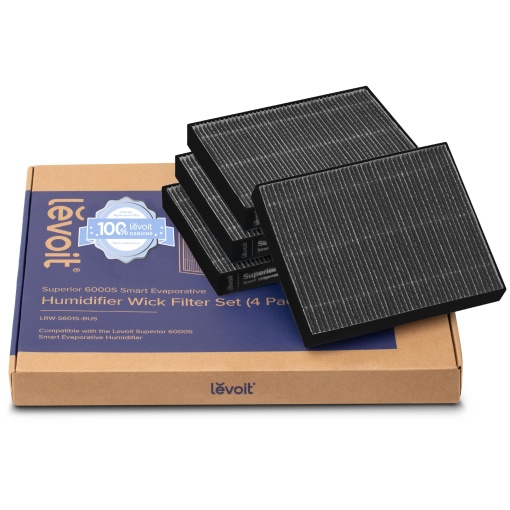 Filtru de schimb Levoit pentru umidificator evaporativ inteligent superior 6000S, capteaza particule mari si minerale, prelungeste durata de viata a filtrului pana la 6 luni, gri, pachet de 4