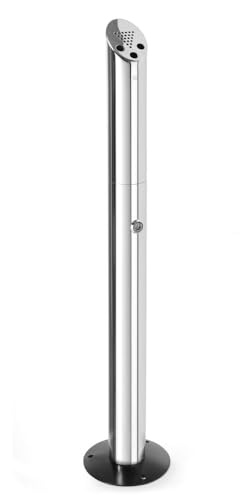 HENDI 440223 Model coloana de scrumiera in picioare, design robust, fixare la sol si de sine statatoare, partile superioare pot fi deschise cu o cheie, suport o170, coloana o80x(H)920mm, otel inoxidabil 18/8
