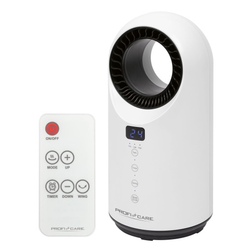 Incalzitor ceramic ProfiCare(r) 2 in 1 si ventilator de masa, incalzire silentioasa, sigura si eficienta cu element de incalzire ceramic PTC, ventilator robust si incalzitor cu ventilator cu telecomanda - PC-HL 3086