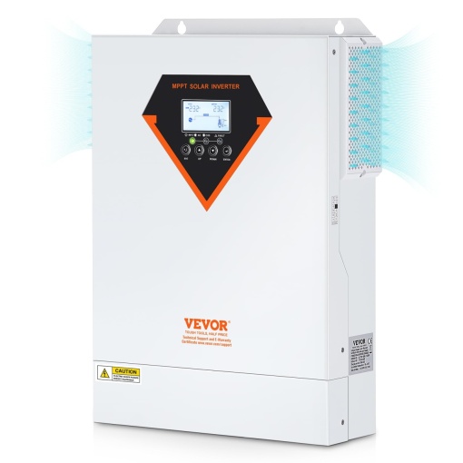 Invertor solar hibrid VEVOR 2-in-1 5500W Invertor solar 11000VA Afisaj LCD MPPT cu unda sinusoidala pura 3 moduri de incarcare (incarcare solara, incarcare la retea, incarcare hibrida) si 4 moduri de iesire (UTL, SOL, SBU, SUB)