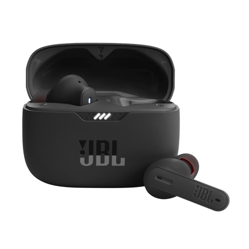 JBL Tune 235 NC, casti Bluetooth intraauriculare fara fir cu anulare a zgomotului, cu o durata de viata a bateriei de 48 de ore, rezistente la apa si praf IP54, design confortabil inchis cu stick, negru